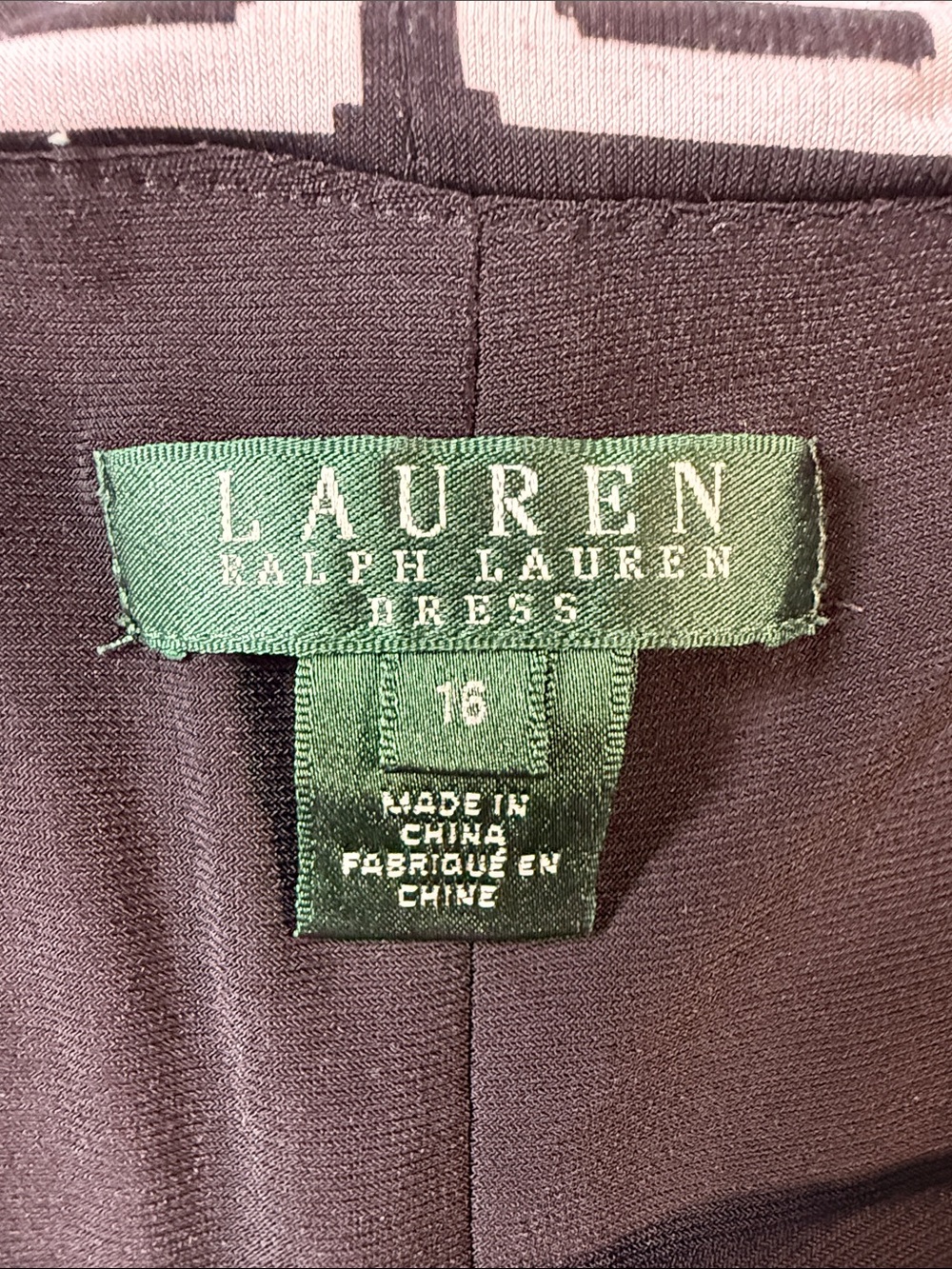 Lauren Ralph Lauren Women’s Midi Dress in Black with Green Label #3158